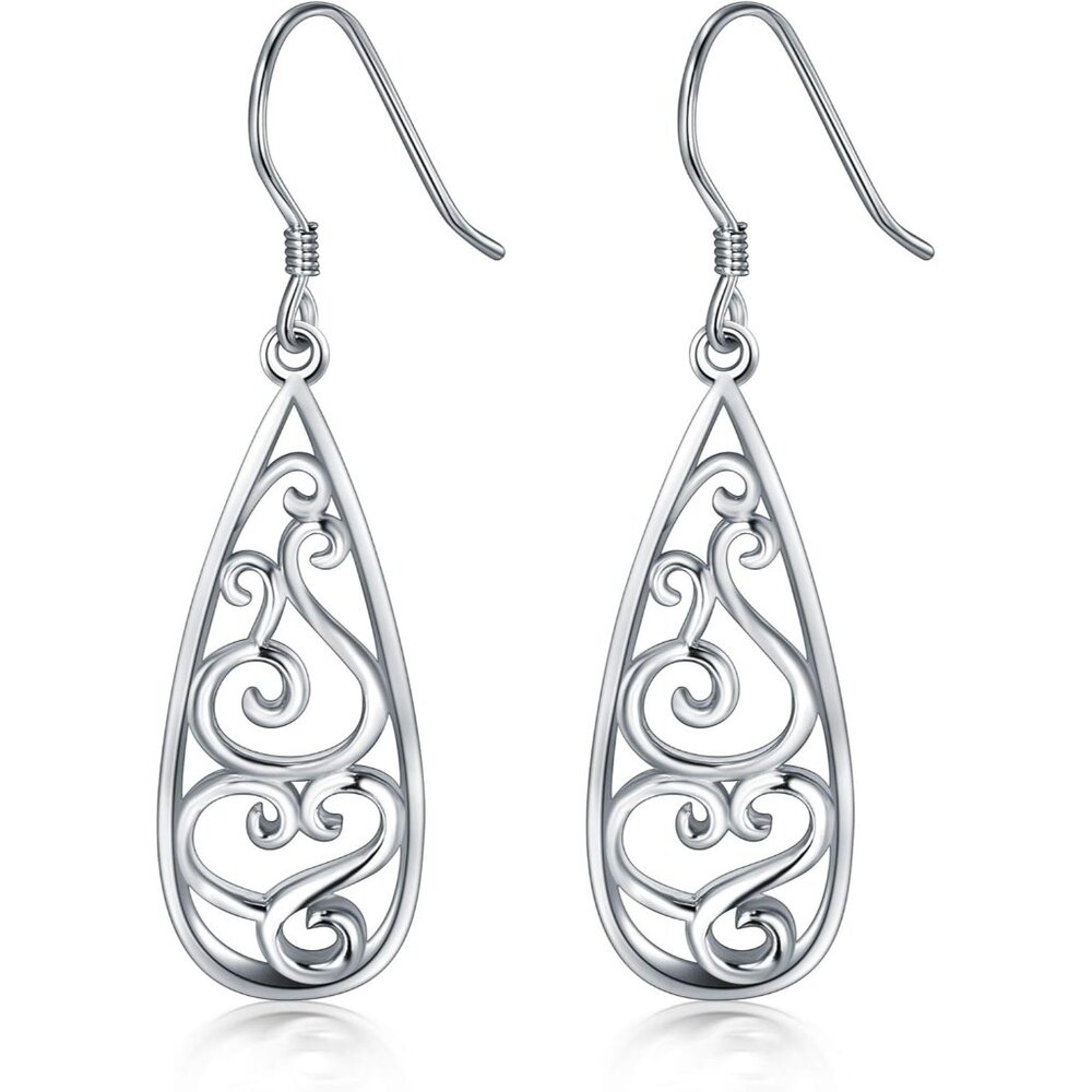 Solid 18k Gold Over Sterling Silver Dangle Earrin… - image 1